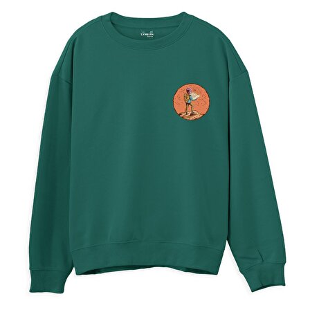 Explorer  Baskılı Yeşil Sweatshirt