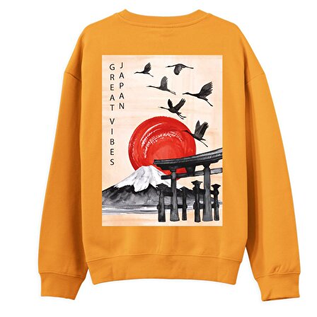 Japan Sırt Baskılı Sweatshirt-Portakal