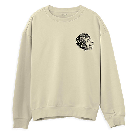 Lion  Baskılı Krem Sweatshirt