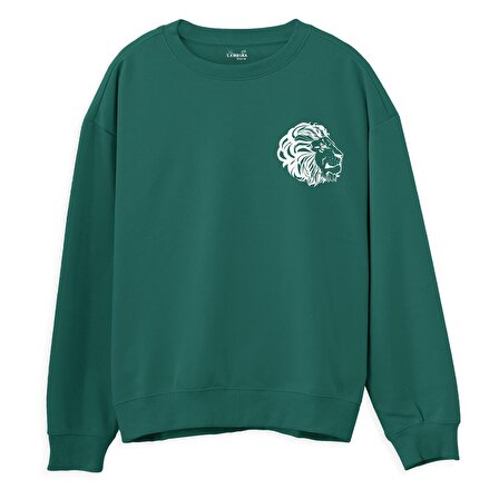 Lion  Baskılı Yeşil Sweatshirt