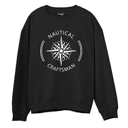 Nautical Craftsman  Baskılı Siyah Sweatshirt