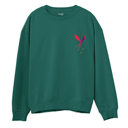 Phoenix  Baskılı Yeşil Sweatshirt