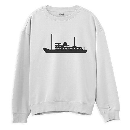 Ship  Baskılı Beyaz Sweatshirt