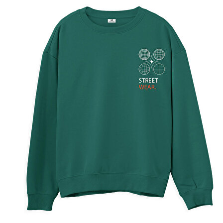 Street Wear  Baskılı Yeşil Sweatshirt