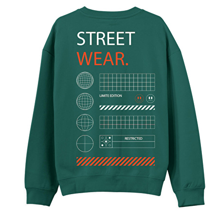 Street Wear  Baskılı Yeşil Sweatshirt