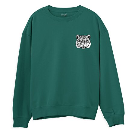 Tiger Baskılı Sweatshirt-Yeşil