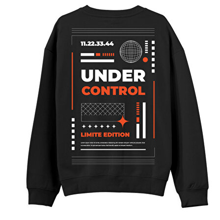 Under Control  Baskılı Siyah Sweatshirt