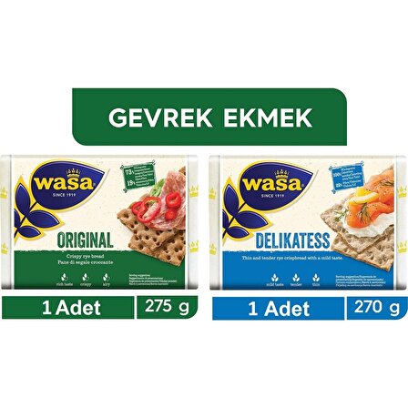Wasa 2'li Ekmek Seti Delikatess Ekmek 270 gr + Original Sade Gevrek Ekmek 275 gr 