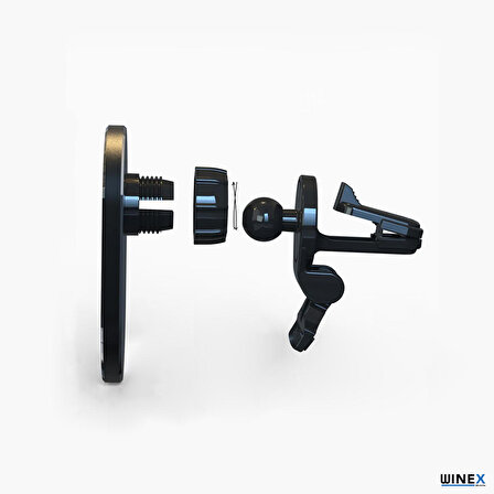 Winex 15W Magsafe Sensörlü Araç İçi Kablosuz Hızlı Şarj Aleti ve Telefon Tutucu YK3454 