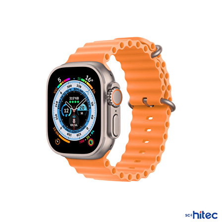 ScHitec 2 Adet 42-49mm Yeni Nesil Apple Uyumlu Akıllı Saat Kordonu Silikon Beyaz ve Turuncu