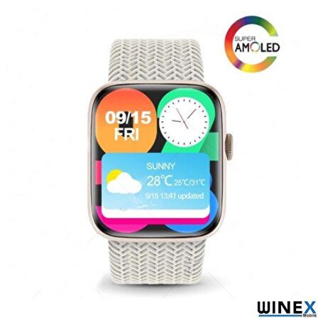 Winex Watch HK9 Pro Plus Amoled Ekran Android İos HarmonyOs Uyumlu Akıllı Saat Beyaz