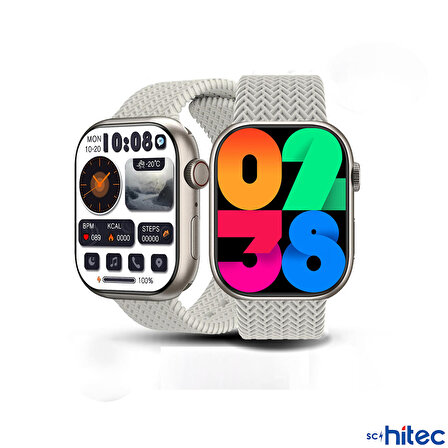 ScHitec 2023 Watch HK9 Pro Plus Amoled Ekran Android İos HarmonyOs Uyumlu Akıllı Saat Gri