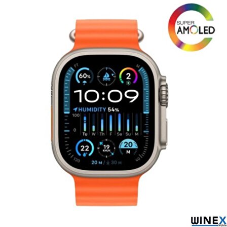 Winex Watch HK9 Ultra 2 Amoled Ekran Android İos HarmonyOs Uyumlu Akıllı Saat Lacivert