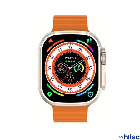 ScHitec Hello 3 Watch Ultra Amoled Ekran Android İos HarmonyOs Uyumlu Akıllı Saat Turuncu