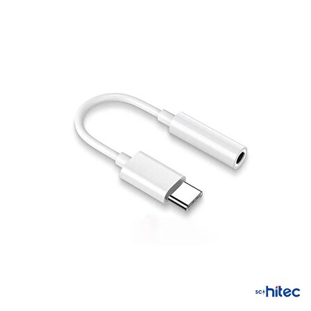 ScHitec Usb-C to Headphone Jack Apple İphone 15 Uyumlu Dönüştürücü Adaptör Beyaz UC11