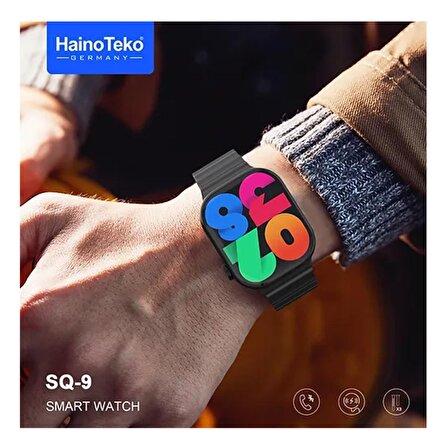 Haino Teko SQ-9 Gerçek Amoled Ekran Android İos HarmonyOs Uyumlu 3 Kordonlu Akıllı Saat Siyah