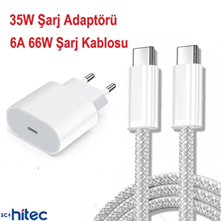 ScHitec PD35W Şarj Aleti 6A 66W Type-C to Type-C Kablolu Set Beyaz