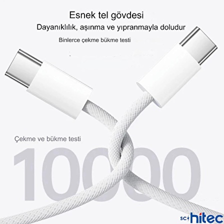 ScHitec PD35W Şarj Aleti 6A 66W Type-C to Type-C Kablolu Set Beyaz