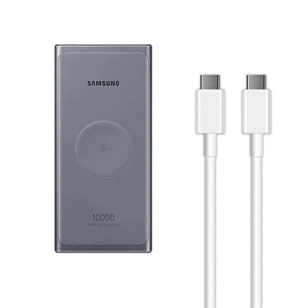 Samsung Honor 90 İle Uyumlu 25W 10000mAh Kablosuz Şarj Özellikli 2 Metre Type-C to Type-C Kablolu Powerbank