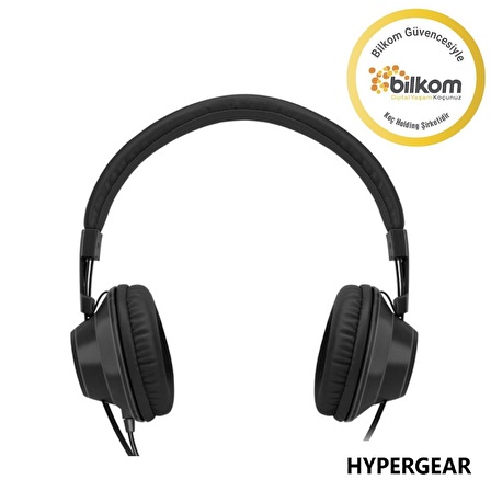 Hypergear 2024 V50 Type-C ve 3.5mm Jack Girişli Mikrofonlu Kablolu Kulaküstü Kulaklık Siyah