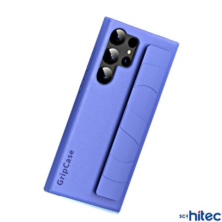 ScHitec Samsung Galaxy S24 Ultra Uyumlu Premium Case Parmak Askılı Telefon Kılıfı Mavi