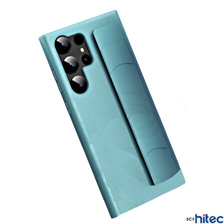 ScHitec Samsung Galaxy S24 Ultra Uyumlu Premium  Case Parmak Askılı Telefon Kılıfı Açık Mavi