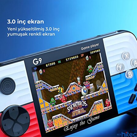 ScHitec G9 Retro 3.0 inç Tv Bağlanan 2.Joystickli Oyun Konsolu Kırmızı (666 Klasik Oyunlar)