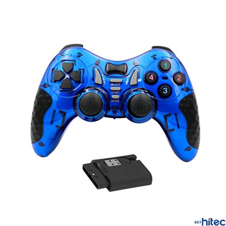 ScHitec 7in1 PC/PS2/PS2/PS3/PC360/TV/TVBOX/Android Cihazlar ile Uyumlu Kablosuz Gamepad Mavi