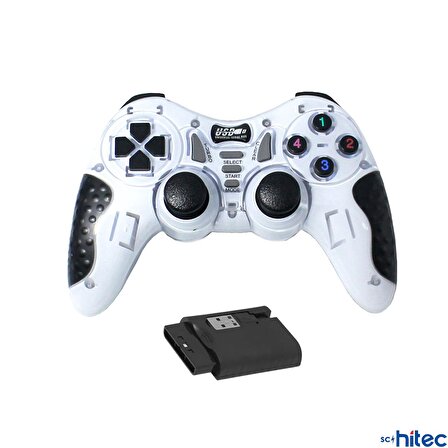 ScHitec 7in1 PC/PS2/PS2/PS3/PC360/TV/TVBOX/Android Cihazlar ile Uyumlu Kablosuz Gamepad Beyaz