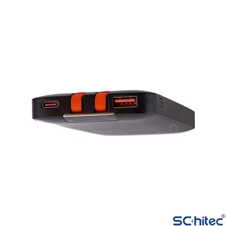 ScHitec 22.5W Type-C ve Lightning Kablolu Led Göstergeli UsbA&Type-C Çıkışlı Süper Şarj 10000mAh Powerbank YK738