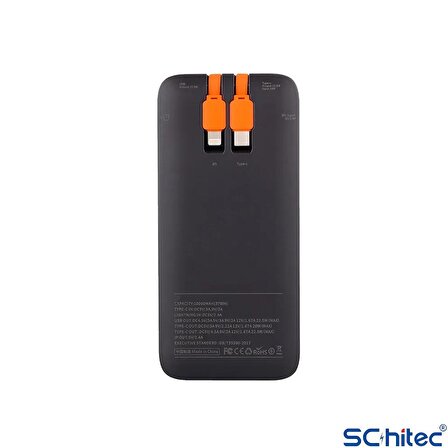 ScHitec 22.5W Type-C ve Lightning Kablolu Led Göstergeli UsbA&Type-C Çıkışlı Süper Şarj 10000mAh Powerbank YK738