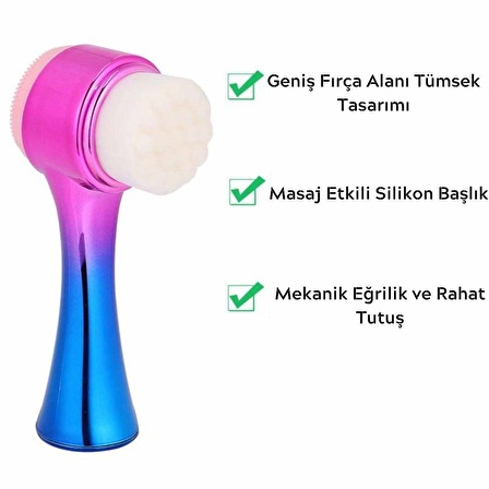 BUFFER® Çift İşlevli Renkli Cilt Yüz Temizleme Fırçası Peeling Masaj Etkili Gözenek Temizleyici Alet