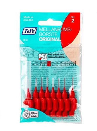 Tepe İnterdental Brush Orginal Diş Arası Fırçası Kırmızı 0,5 Mm 8'li Paket Size "2"