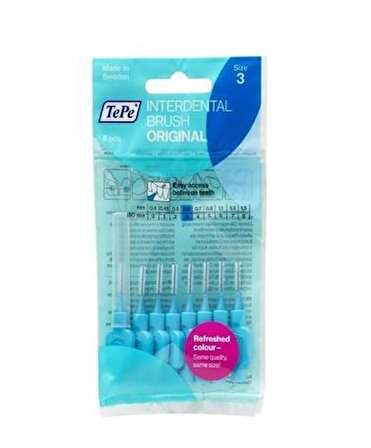 Tepe İnterdental Brush Orginal Diş Arası Fırçası Mavi 0,6 Mm 8'li Paket Size "3"