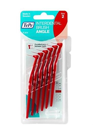 Tepe İnterdental Brush Angle Arayüz Fırçası Kırmızı 0,5 Mm 6'lı Paket Size "2"