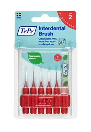 Tepe İnterdental Brush Orginal T182 Blister Arayüz Fırçası Kırmızı 0,5 MM 6'lı Paket Size "2"