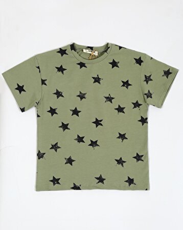 Erkek Çocuk Yıldız Baskılı Oversize T-shirt