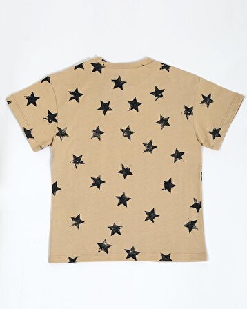 Erkek Çocuk Yıldız Baskılı Oversıze T-Shirt