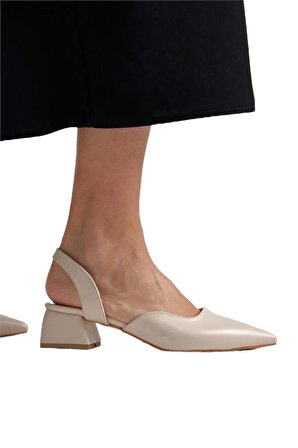 Kadın Kısa Topuklu Ayakkabı 4 cm BEJ
