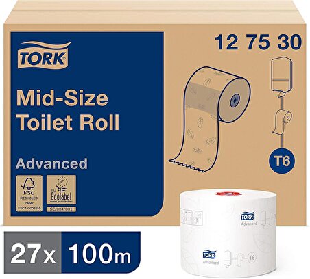 Tork Çift Rulo Tuvalet Kağıdı Advenced 100 mt X 27 Rulo (127530)