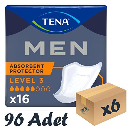 TENA Men Level-3, Erkek Mesane Pedi, 5 Damla, 16’lı 6 Paket 96 Adet