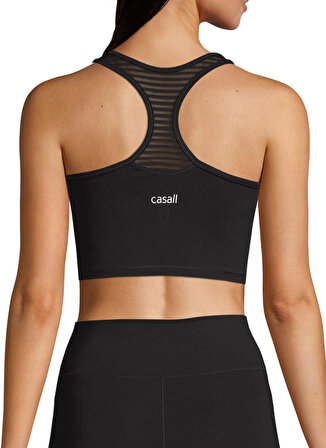 Casall O Yaka  Düz Siyah Kadın Atlet 22102-901 Stripe Mesh Crop To