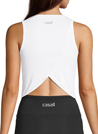 Casall Beyaz O Yaka Kadın Düz Atlet 22134-001 Overlap Crop Top