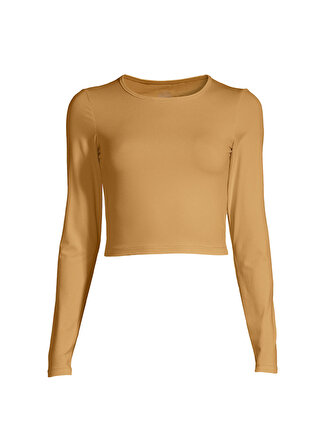 Casall Sarı Kadın O Yaka Dar Düz Uzun Kollu T-Shirt 21168-371 Crop Long Sleeve