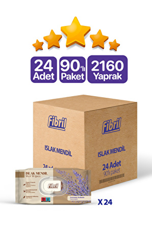 Fibril Yeni Lavanta Kokulu Islak Mendil 24x90 Paket 2160 Yaprak