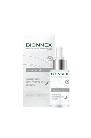 Bionnex Night Repair SWhitexper Tüm Cilt Tipleri İçin Su Bazlı Yağsız Nemlendirici Yüz Bakım Serumu 20 ml