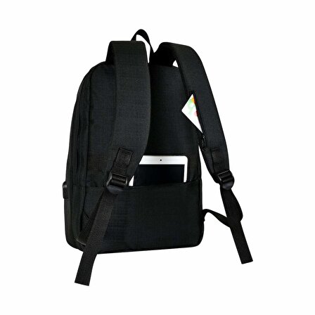 Waddell Siyah Smart Bag Gizli USB Şarj Girişli Akıllı Sırt Çantası (3050)