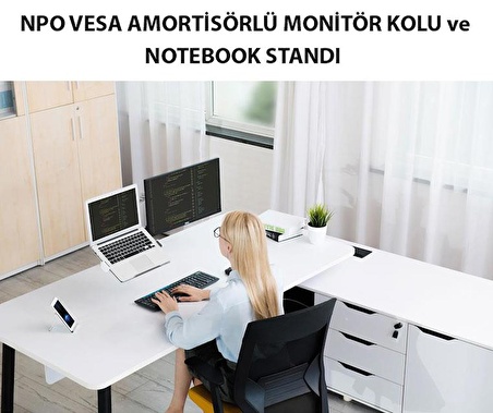 NPO STD7086S 10"-27" Notebook Stand Vesa Amortisörlü  Monitör Tutucu Kol