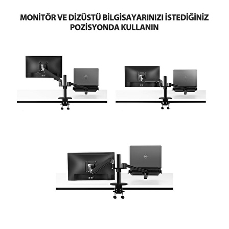 NPO STD7086S 10"-27" Notebook Stand Vesa Amortisörlü  Monitör Tutucu Kol