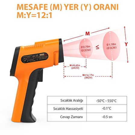 ThermoPro TP30 Endüstriyel Kızılötesi Katı-Sıvı Sıcaklık Ölçer